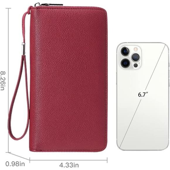 New Womens Wallet RFID Blocking Leather Zip Around Wallet Large Capacity - Picture 4 of 6